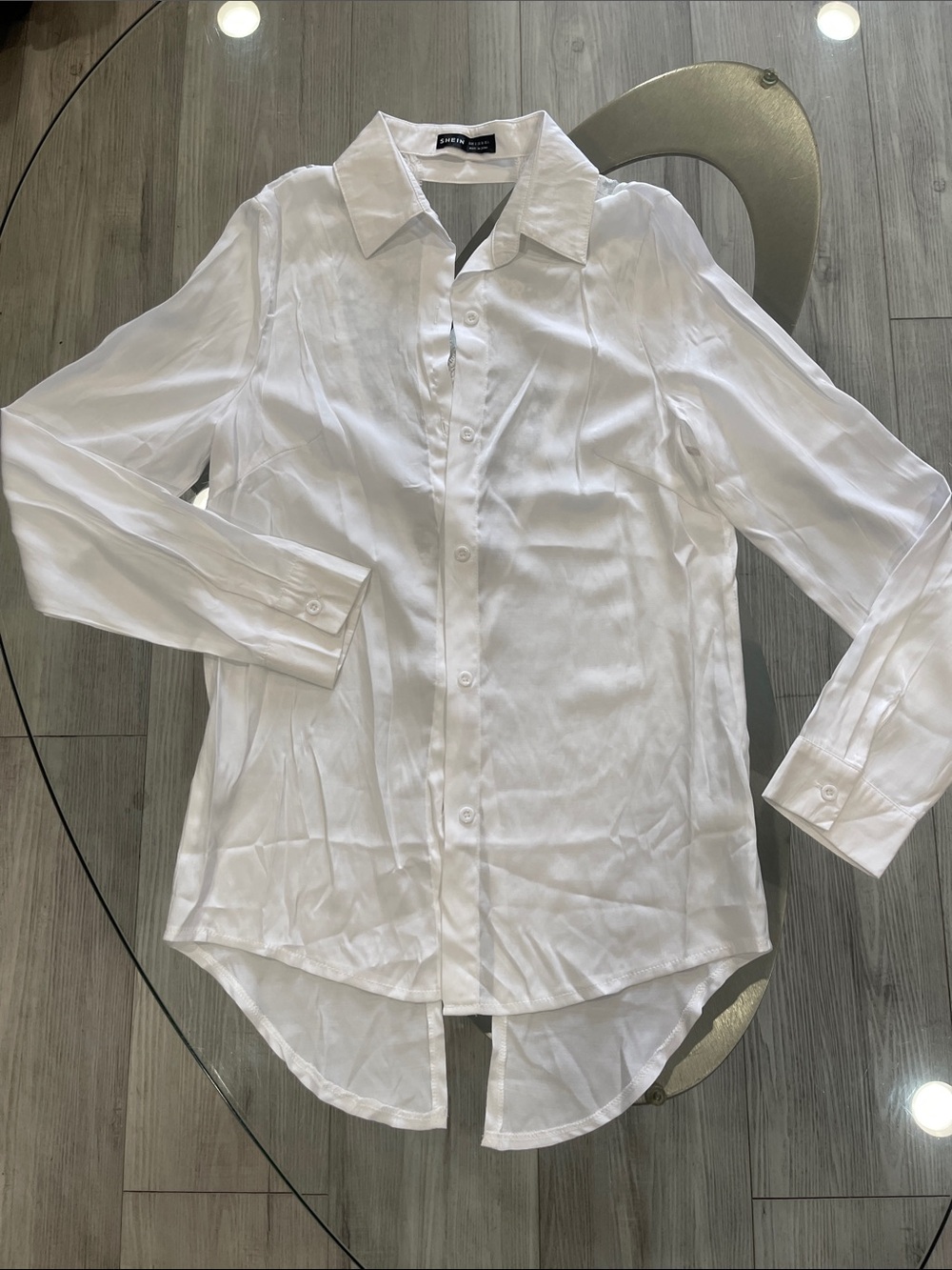 SHEIN White Long Sleeve Button-Up Blouse